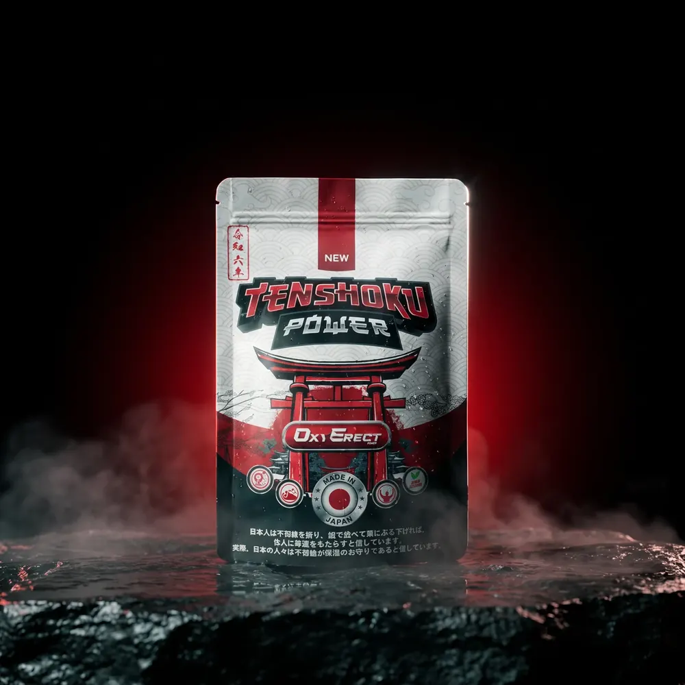 Cinematic Tenshoku Power product reveal with red light and smoke